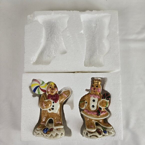 Fitz and Floyd Candy Lane Gingerbread Salt and Pepper Shaker Set Ceramic Vintage - Picture 13 of 14